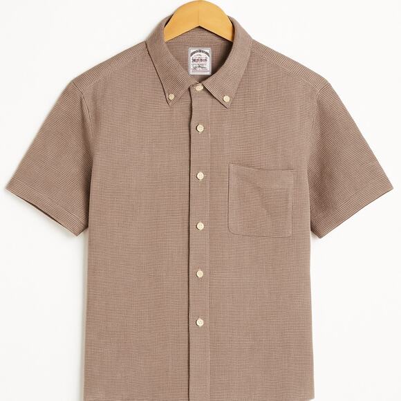 Brooks Brothers Other - Brooks Brothers XL Irish Linen Houndstooth Short Sleeve  Traditional Fit